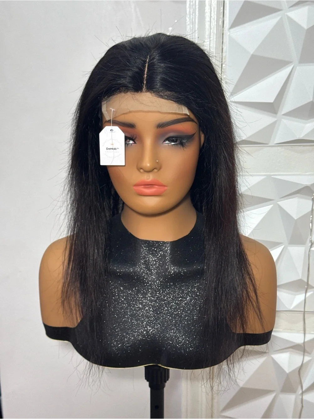 100% Human Hair 16 inches 4x4 Closure Wig | Glueless Natural Black Wig